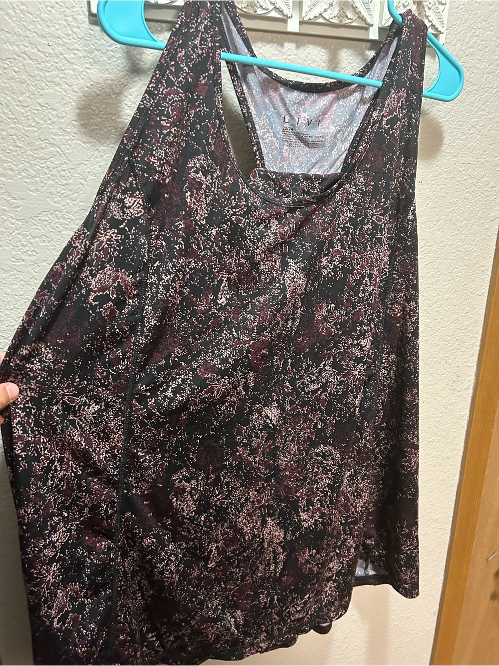 Livi Active Black and Pink Abstract Print Racerback Tank